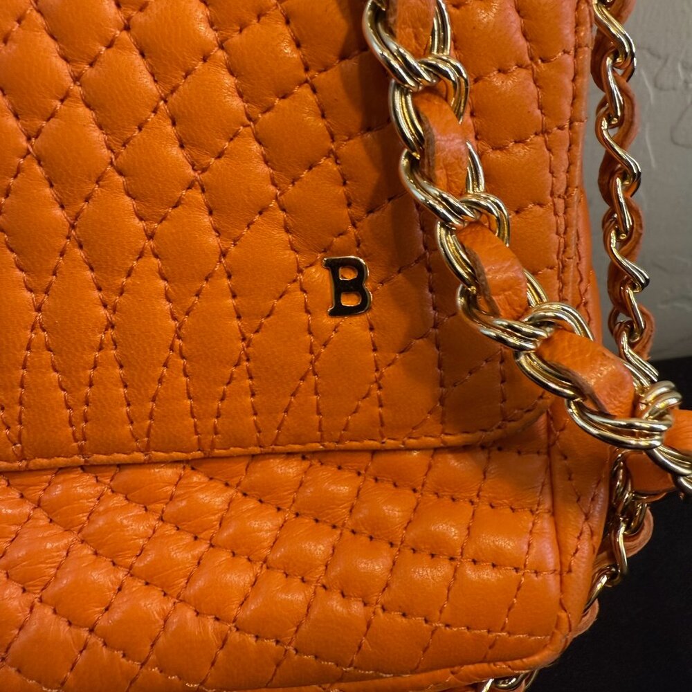 Bally Orange Quilted Shoulder Bag - Picture 3 of 9